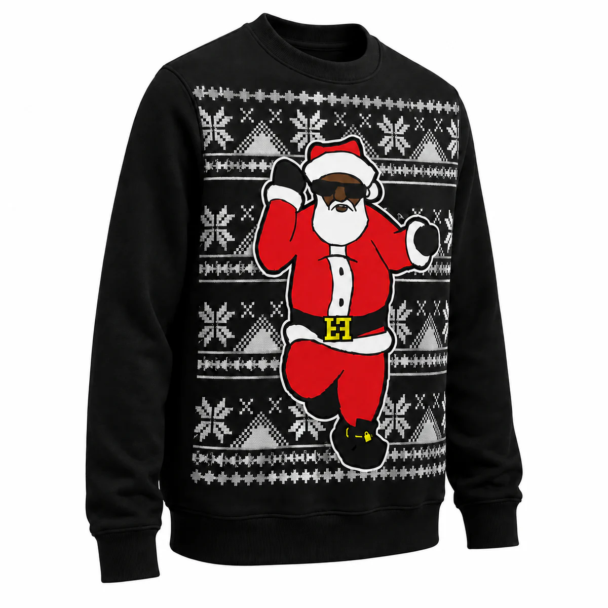 Santa Swag black ugly sweater front view